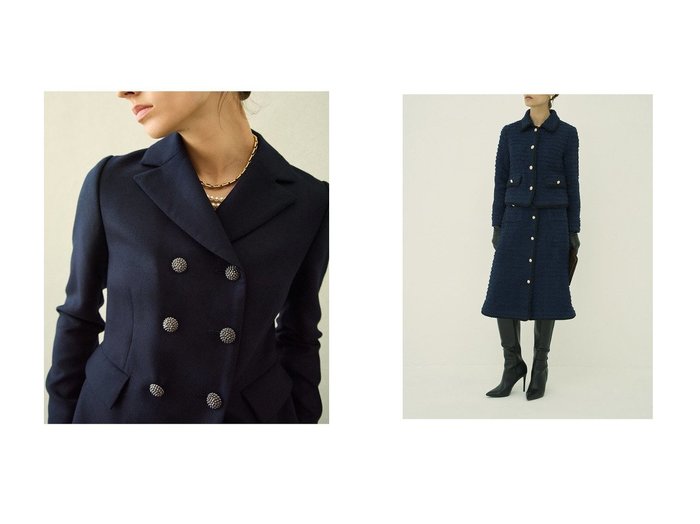 【MW/エムダブリュー】のWOOL 140 s ダブルブレスト ジャケット&FRINGE ツイード スカート おすすめ人気トレンドファッション通販アイテム 人気、トレンドファッション・服の通販 founy(ファニー) ファッション Fashion レディースファッション Fashion for Women アウター Coat / Outerwear Collection レディースジャケット・軽アウター Jackets スカート Skirts ロングスカート Long Skirts / Maxi & Midi Skirts なめらか Smooth, Silky Texture ジャケット Jacket, Outerwear ダブル Double, Double-Breasted 新作・新入荷 New Arrivals / New In |ID:crp329100000222947