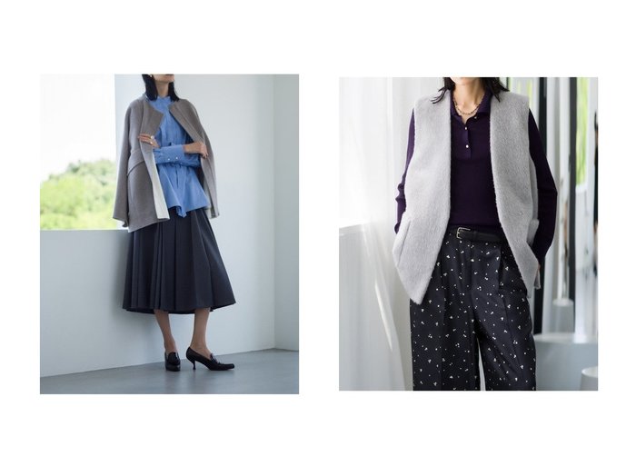 【ebure/エブール】のアルパカシャギー ジレ&カシミアリバー ノーカラーショートコート おすすめ人気トレンドファッション通販アイテム 人気、トレンドファッション・服の通販 founy(ファニー) ファッション Fashion レディースファッション Fashion for Women アウター Coat / Outerwear Collection コート・ロングコート・ピーコート Long Coats, Peacoats & More レディースジャケット・軽アウター Jackets ショート Short, Short Length フォルム Silhouette, Form 新作・新入荷 New Arrivals / New In |ID:crp329100000222952