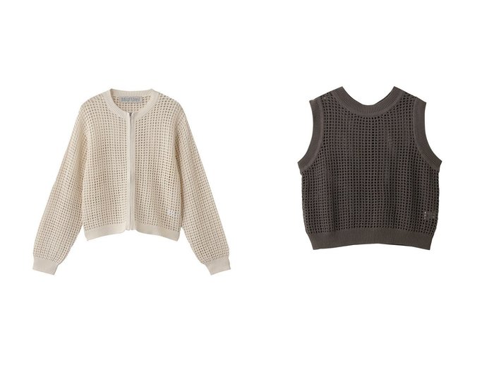 【MidiUmi/ミディウミ】のmesh knit zip CD カーディガン&mesh knit 2way vest ベスト おすすめ人気トレンドファッション通販アイテム 人気、トレンドファッション・服の通販 founy(ファニー) 　ファッション　Fashion　レディースファッション　Fashion for Women　トップス・カットソー　Cut & Sew Tops　ニット　Knit Tops & Sweaters　カーディガン・羽織り　Layered Style Cardigans　ベスト&ジレ / 重ね着スタイル　Vests & Gilets　カジュアルプルオーバー・ニットトップス　Pullovers & Knit Tops / Casual Pullovers　カーディガン　Cardigan, Knitwear　キャミソール　Camisole, Spaghetti Strap Top　トレンド　Trend, Trending Now　メッシュ　Mesh, Net Fabric　夏　Summer　|ID:crp329100000222995