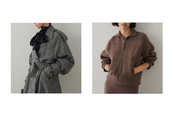 【Whim Gazette/ウィムガゼット】のウールミドルトレンチコート&ニットブルゾン 秋冬におすすめ！トレンド、レディースファッションの通販 おすすめ人気トレンドファッション通販アイテム 人気、トレンドファッション・服の通販 founy(ファニー) 　ファッション　Fashion　レディースファッション　Fashion for Women　アウター　Coat / Outerwear Collection　コート・ロングコート・ピーコート　Long Coats, Peacoats & More　トレンチコート / 春秋の定番アウター　Trench Coats　レディースジャケット・軽アウター　Jackets　ブルゾンジャケット・スポーティアウター　Blouson Jackets　おすすめ　Recommended / Our Picks　ウォーム　Warm Fabric　クラシカル　Classical, Vintage-Inspired　コンパクト　Compact, Small Size　ショート　Short, Short Length　ダブル　Double, Double-Breasted　チェック　Check, Plaid, Tartan　ツイード／ツィード　Choker, Choker Necklace　フロント　Front, Front Design　ブラウジング　Blouson Silhouette, Cinched Waist　マニッシュ　Mannish, Boyish　ミドル　Middle Length, Mid Height　ロング　Long, Long-Length　新作・新入荷　New Arrivals / New In　ジャケット　Jacket, Outerwear　ストレッチ　Stretch, Stretchy Fabric　セットアップ　Set-Up, Coordinated Outfit　バランス　Balance, Style Balance　フォルム　Silhouette, Form　ブルゾン　Blouson, Bomber Jacket　ボトム　Bottoms, Lower Wear　メランジ　Melange, Mixed Yarn　エレガント 上品　Elegant　|ID:crp329100000222996