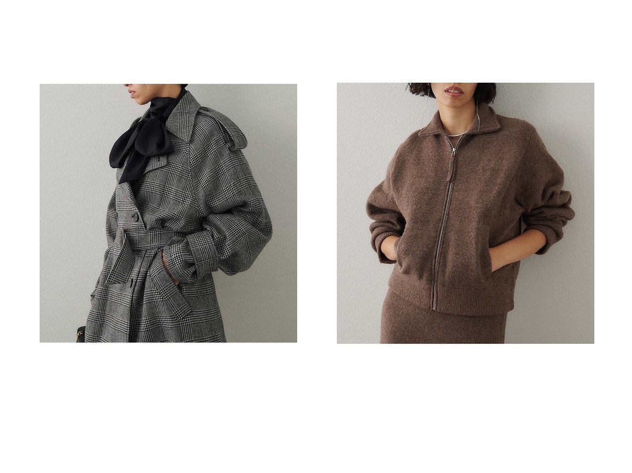 【Whim Gazette/ウィムガゼット】のウールミドルトレンチコート&ニットブルゾン 秋冬におすすめ！トレンド、レディースファッションの通販 おすすめ人気トレンドファッション通販アイテム インテリア・キッズ・メンズ・レディースファッション・服の通販 founy(ファニー) 　ファッション　Fashion　レディースファッション　Fashion for Women　アウター　Coat / Outerwear Collection　コート・ロングコート・ピーコート　Long Coats, Peacoats & More　トレンチコート / 春秋の定番アウター　Trench Coats　レディースジャケット・軽アウター　Jackets　ブルゾンジャケット・スポーティアウター　Blouson Jackets　おすすめ　Recommended / Our Picks　ウォーム　Warm Fabric　クラシカル　Classical, Vintage-Inspired　コンパクト　Compact, Small Size　ショート　Short, Short Length　ダブル　Double, Double-Breasted　チェック　Check, Plaid, Tartan　ツイード／ツィード　Choker, Choker Necklace　フロント　Front, Front Design　ブラウジング　Blouson Silhouette, Cinched Waist　マニッシュ　Mannish, Boyish　ミドル　Middle Length, Mid Height　ロング　Long, Long-Length　新作・新入荷　New Arrivals / New In　ジャケット　Jacket, Outerwear　ストレッチ　Stretch, Stretchy Fabric　セットアップ　Set-Up, Coordinated Outfit　バランス　Balance, Style Balance　フォルム　Silhouette, Form　ブルゾン　Blouson, Bomber Jacket　ボトム　Bottoms, Lower Wear　メランジ　Melange, Mixed Yarn　エレガント 上品　Elegant　秋　Autumn　ブラック系　Black　グレー系　Gray　|ID:crp329100000222996