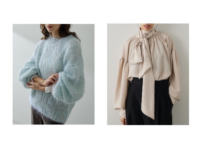【Whim Gazette/ウィムガゼット】のシルキーボウタイブラウス&ハンドクルーニット 秋冬におすすめ！トレンド、レディースファッションの通販 おすすめ人気トレンドファッション通販アイテム 人気、トレンドファッション・服の通販 founy(ファニー) 　ファッション　Fashion　レディースファッション　Fashion for Women　トップス・カットソー　Cut & Sew Tops　ニット　Knit Tops & Sweaters　カジュアルプルオーバー・ニットトップス　Pullovers & Knit Tops / Casual Pullovers　シャツ・ブラウス・オフィスカジュアル　Elegant Blouses & Button-Ups　イタリア　Italy　ハンド　Hand, Handmade　ベビー　Baby, Babywear　新作・新入荷　New Arrivals / New In　|ID:crp329100000222998