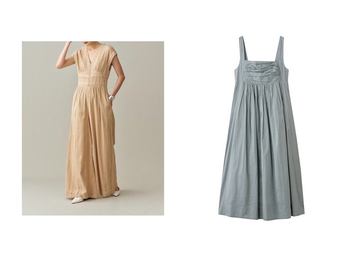 【NE QUITTEZ PAS/ヌキテパ】のCOTTON ORGANZA エンブロイダリー スリーブレス ドレス&STRIPE CUTWORK オールインワン 秋冬におすすめ！トレンド、レディースファッションの通販 おすすめ人気トレンドファッション通販アイテム インテリア・キッズ・メンズ・レディースファッション・服の通販 founy(ファニー) https://founy.com/ ファッション Fashion レディースファッション Fashion for Women パンツ Pants & Trousers ワンピース Dresses フォーマル・パーティードレス・結婚式用ドレス Elegant & Casual Dresses チュニック Tunic Tops & Dresses ギャザー Gathered, Ruffled ストライプ Stripe, Striped Pattern フロント Front, Front Design ワーク Workwear, Utility Style エレガント 上品 Elegant 新作・新入荷 New Arrivals / New In |ID:crp329100000223001