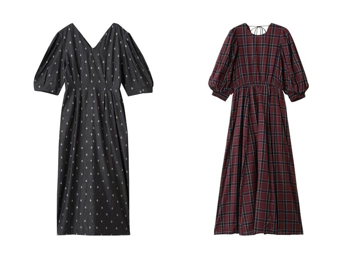 【NE QUITTEZ PAS/ヌキテパ】のDENIM FOIL PRINTハーフ スリーブ ドレス&COTTON VOILE チェック ボリューム スリーブ ドレス 秋冬におすすめ！トレンド、レディースファッションの通販 おすすめ人気トレンドファッション通販アイテム 人気、トレンドファッション・服の通販 founy(ファニー) ファッション Fashion レディースファッション Fashion for Women ワンピース Dresses フォーマル・パーティードレス・結婚式用ドレス Elegant & Casual Dresses チュニック Tunic Tops & Dresses シャンブレー Chambray, Denim-Like Fabric シルバー Silver, Metallic Silver スリーブ Sleeve, Long Sleeve / Short Sleeve チュニック Tunic, Long Top デコルテ Décolleté, Neckline デニム Denim, Jeans Material ドレス Dress, One-Piece ハーフ Half, Half-Length プリント Print, Printed Pattern ロング Long, Long-Length エレガント 上品 Elegant 新作・新入荷 New Arrivals / New In |ID:crp329100000223002