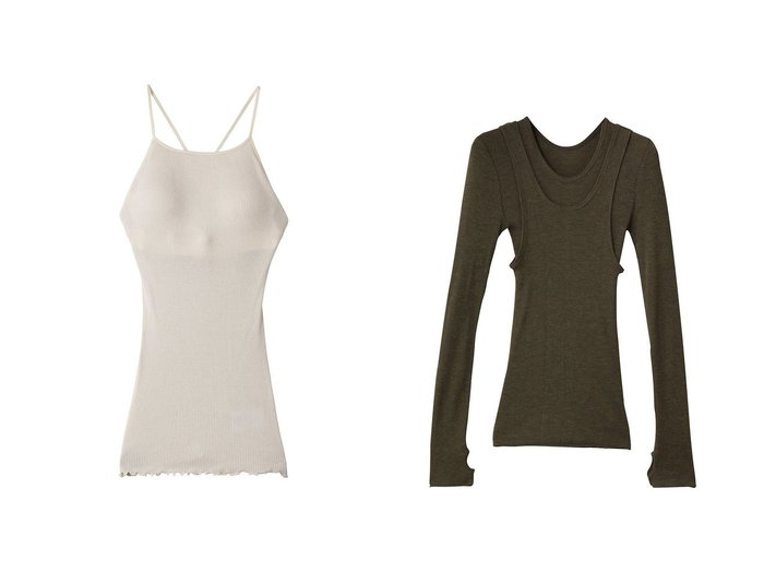 【DESIGN WORKS/デザイン ワークス】の【HAKUJI】Wool rib layerd レイヤードロングスリーブプルオーバー&【HAKUJI】Wool rib bra camisoleリブキャミソール 秋冬におすすめ！トレンド、レディースファッションの通販 おすすめ人気トレンドファッション通販アイテム 人気、トレンドファッション・服の通販 founy(ファニー) ファッション Fashion レディースファッション Fashion for Women トップス・カットソー Cut & Sew Tops キャミソール&ノースリーブ Camisoles & Sleeveless Tops シャツ・ブラウス・オフィスカジュアル Elegant Blouses & Button-Ups ロングTシャツ・Tシャツ Longline T-Shirts & Tees カットソー・ベーシックTシャツ Cut-and-Sewn Tops / Stretch Tees & Basics カジュアルプルオーバー・ニットトップス Pullovers & Knit Tops / Casual Pullovers キャミソール Camisole, Spaghetti Strap Top シンプル Simple, Minimal ストレート Straight, Straight Cut タンク Tank Top, Sleeveless Top パターン Pattern, Design Print フロント Front, Front Design ラウンド Round, Round Neck 冬 Winter / This Winter 夏 Summer 新作・新入荷 New Arrivals / New In スリーブ Sleeve, Long Sleeve / Short Sleeve バランス Balance, Style Balance ロング Long, Long-Length 長袖 Long Sleeve, Full Sleeve |ID:crp329100000223030