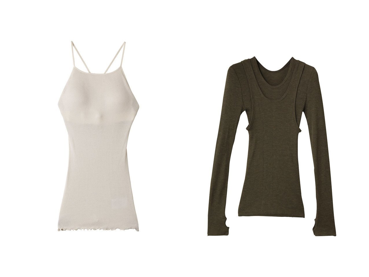 【DESIGN WORKS/デザイン ワークス】の【HAKUJI】Wool rib layerd レイヤードロングスリーブプルオーバー&【HAKUJI】Wool rib bra camisoleリブキャミソール 秋冬におすすめ！トレンド、レディースファッションの通販 おすすめ人気トレンドファッション通販アイテム インテリア・キッズ・メンズ・レディースファッション・服の通販 founy(ファニー) 　ファッション　Fashion　レディースファッション　Fashion for Women　トップス・カットソー　Cut & Sew Tops　キャミソール&ノースリーブ　Camisoles & Sleeveless Tops　シャツ・ブラウス・オフィスカジュアル　Elegant Blouses & Button-Ups　ロングTシャツ・Tシャツ　Longline T-Shirts & Tees　カットソー・ベーシックTシャツ　Cut-and-Sewn Tops / Stretch Tees & Basics　カジュアルプルオーバー・ニットトップス　Pullovers & Knit Tops / Casual Pullovers　キャミソール　Camisole, Spaghetti Strap Top　シンプル　Simple, Minimal　ストレート　Straight, Straight Cut　タンク　Tank Top, Sleeveless Top　パターン　Pattern, Design Print　フロント　Front, Front Design　ラウンド　Round, Round Neck　冬　Winter / This Winter　夏　Summer　新作・新入荷　New Arrivals / New In　スリーブ　Sleeve, Long Sleeve / Short Sleeve　バランス　Balance, Style Balance　ロング　Long, Long-Length　長袖　Long Sleeve, Full Sleeve　イエロー系　Yellow　ブラック系　Black　|ID:crp329100000223030