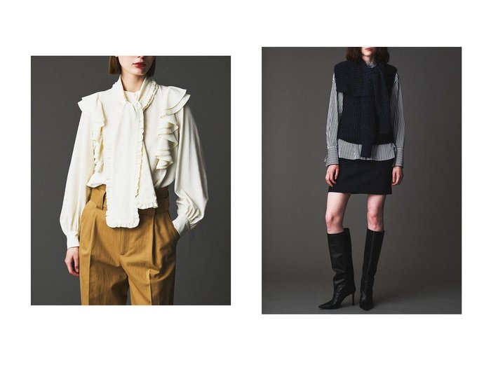 【AUBRIOT/オブリオ】のラッフルボウブラウス&ボレロセットニット 秋冬におすすめ！トレンド、レディースファッションの通販 おすすめ人気トレンドファッション通販アイテム 人気、トレンドファッション・服の通販 founy(ファニー) ファッション Fashion レディースファッション Fashion for Women トップス・カットソー Cut & Sew Tops シャツ・ブラウス・オフィスカジュアル Elegant Blouses & Button-Ups ニット Knit Tops & Sweaters カジュアルプルオーバー・ニットトップス Pullovers & Knit Tops / Casual Pullovers ストレッチ Stretch, Stretchy Fabric スリーブ Sleeve, Long Sleeve / Short Sleeve ペーパー Paper, Kraft Paper リボン Ribbon, Bow ロマンティック Romantic, Feminine Style ロング Long, Long-Length 新作・新入荷 New Arrivals / New In |ID:crp329100000223031