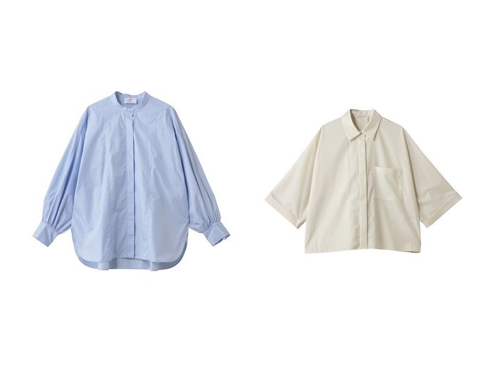 【1er Arrondissement/プルミエ アロンディスモン】のコットンポプリンバンドカラーシャツ&【HOUSE OF LOTUS/ハウス オブ ロータス】のコットンブロードショートシャツ 秋冬におすすめ！トレンド、レディースファッションの通販 おすすめ人気トレンドファッション通販アイテム 人気、トレンドファッション・服の通販 founy(ファニー) 　ファッション　Fashion　レディースファッション　Fashion for Women　トップス・カットソー　Cut & Sew Tops　シャツ・ブラウス・オフィスカジュアル　Elegant Blouses & Button-Ups　ギャザー　Gathered, Ruffled　スラックス　Slacks, Dress Pants　スリット　Slit, Slit Detail　スリーブ　Sleeve, Long Sleeve / Short Sleeve　デニム　Denim, Jeans Material　ロング　Long, Long-Length　新作・新入荷　New Arrivals / New In　|ID:crp329100000223036