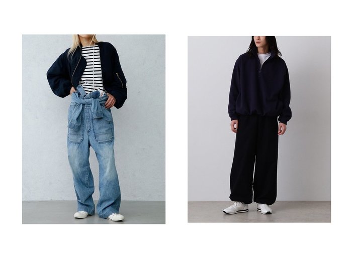 【YLEVE/イレーヴ】の【UNISEX】【Y】RECYCLE ポリエステル フリース ハーフ ジップ プルオーバー&【MADISONBLUE/マディソンブルー】のJUMP SUITS DENIM デニムジャンプスーツ 秋冬におすすめ！トレンド、レディースファッションの通販 おすすめ人気トレンドファッション通販アイテム 人気、トレンドファッション・服の通販 founy(ファニー) ファッション Fashion レディースファッション Fashion for Women ユニセックス Unisex, Genderless スーツ Suit, Formalwear デニム Denim, Jeans Material ミリタリー Military, Army Style ワーク Workwear, Utility Style 新作・新入荷 New Arrivals / New In ジップ Zip, Zipper ジャケット Jacket, Outerwear ハーフ Half, Half-Length ブルゾン Blouson, Bomber Jacket 今季 This Season, Current Season 軽量 Lightweight, Ultra Light |ID:crp329100000223043
