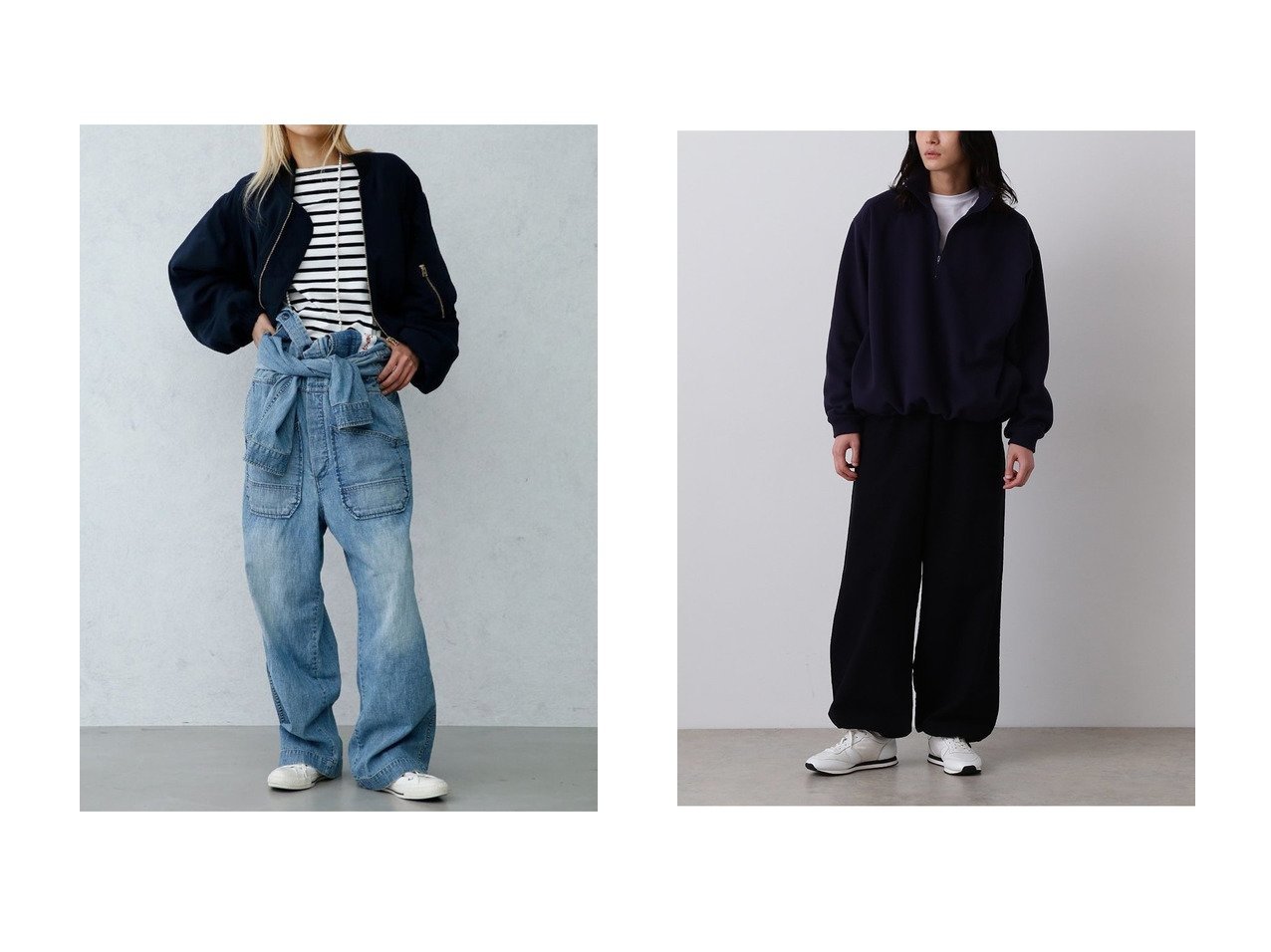 【YLEVE/イレーヴ】の【UNISEX】【Y】RECYCLE ポリエステル フリース ハーフ ジップ プルオーバー&【MADISONBLUE/マディソンブルー】のJUMP SUITS DENIM デニムジャンプスーツ 秋冬におすすめ！トレンド、レディースファッションの通販 おすすめ人気トレンドファッション通販アイテム インテリア・キッズ・メンズ・レディースファッション・服の通販 founy(ファニー) 　ファッション　Fashion　レディースファッション　Fashion for Women　ユニセックス　Unisex, Genderless　スーツ　Suit, Formalwear　デニム　Denim, Jeans Material　ミリタリー　Military, Army Style　ワーク　Workwear, Utility Style　新作・新入荷　New Arrivals / New In　ジップ　Zip, Zipper　ジャケット　Jacket, Outerwear　ハーフ　Half, Half-Length　ブルゾン　Blouson, Bomber Jacket　今季　This Season, Current Season　軽量　Lightweight, Ultra Light　ブルー系　Blue　|ID:crp329100000223043