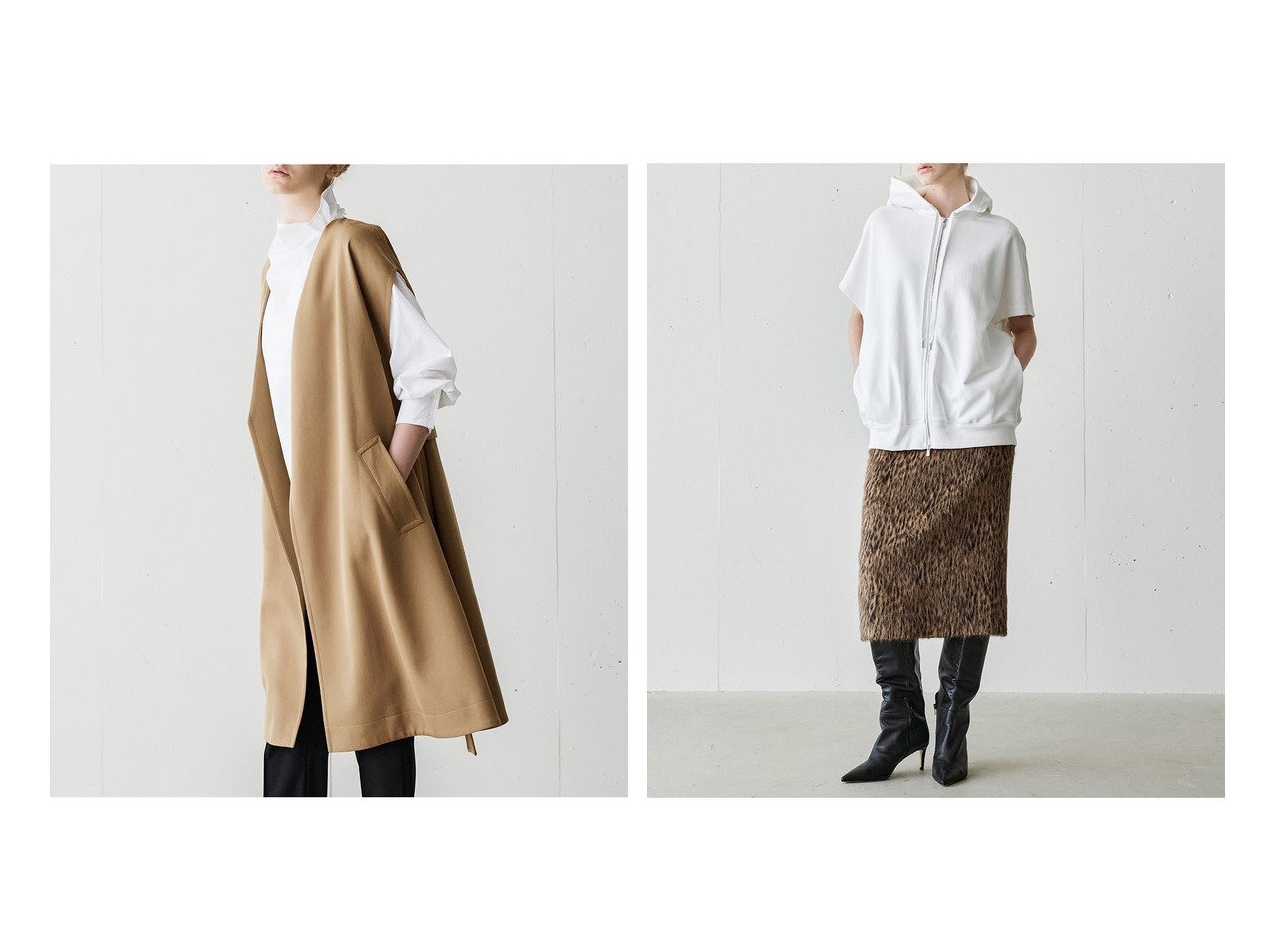 【DoCLASSE/ドゥクラッセ】のヴァージンウール混・ツイルジレコート&プレミアム裏毛・ハーフ袖フーディ おすすめ！40代50代からの婦人服 トレンド、レディースファッションの通販 おすすめ人気トレンドファッション通販アイテム インテリア・キッズ・メンズ・レディースファッション・服の通販 founy(ファニー) 　ファッション　Fashion　レディースファッション　Fashion for Women　アウター　Coat / Outerwear Collection　コート・ロングコート・ピーコート　Long Coats, Peacoats & More　トップス・カットソー　Cut & Sew Tops　カットソー・ベーシックTシャツ　Cut-and-Sewn Tops / Stretch Tees & Basics　新作・新入荷　New Arrivals / New In　ドレープ　Drape, Draping Fabric　ミックス　Mix, Mixed Style　カットソー　Cut and Sewn Top　スポーツ　Sports, Activewear　スリーブ　Sleeve, Long Sleeve / Short Sleeve　ハーフ　Half, Half-Length　フェミニン　Feminine, Girly　フォルム　Silhouette, Form　プレミアム　Premium, High-End　ベージュ系　Beige　ホワイト系　White　|ID:crp329100000223070