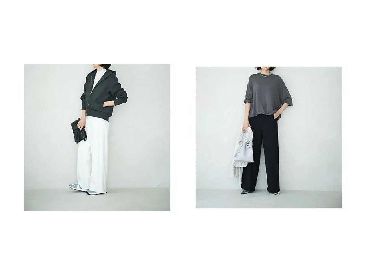 【E by eclat/イーバイエクラ】の【斉藤くみさんコラボ】カシミヤ混極上ワイドカットソー&【新】大人コクーンパーカ おすすめ！トレンド、レディースファッションの通販 おすすめ人気トレンドファッション通販アイテム インテリア・キッズ・メンズ・レディースファッション・服の通販 founy(ファニー) 　ファッション　Fashion　レディースファッション　Fashion for Women　トップス・カットソー　Cut & Sew Tops　レディースパーカー・カジュアルフーディー　Casual Hoodies & Sweatshirts　カットソー・ベーシックTシャツ　Cut-and-Sewn Tops / Stretch Tees & Basics　エレガント 上品　Elegant　スウェット / スエット　Sweatshirt, Sweatwear　フォルム　Silhouette, Form　リラックス　Relax, Relaxed Fit　洗える　Machine Washable　グレー系　Gray　ベージュ系　Beige　ブラック系　Black　ホワイト系　White　グリーン系　Green　|ID:crp329100000223073