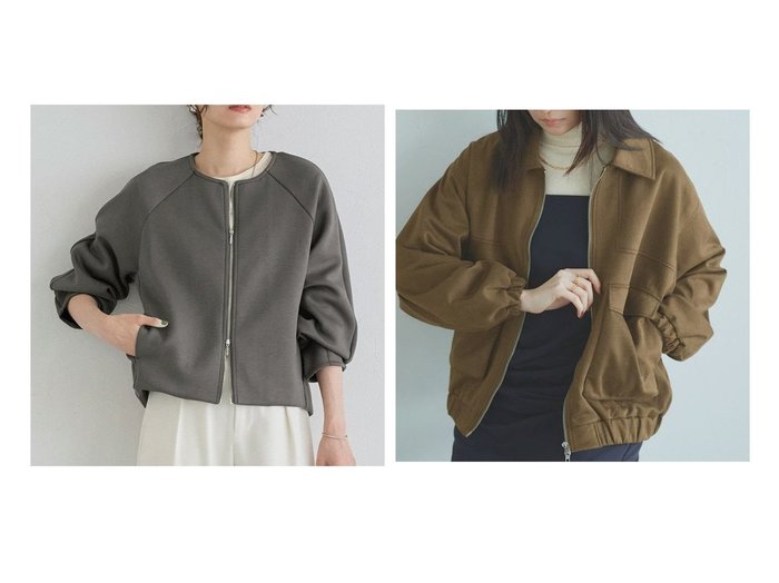 【Pierrot/ピエロ】のノーカラーダンボールブルゾン&RASW フェイクスエードフライトジャケット プチプライス 秋冬におすすめ！トレンド、レディースファッションの通販 おすすめ人気トレンドファッション通販アイテム 人気、トレンドファッション・服の通販 founy(ファニー) ファッション Fashion レディースファッション Fashion for Women アウター Coat / Outerwear Collection レディースジャケット・軽アウター Jackets ブルゾンジャケット・スポーティアウター Blouson Jackets 送料無料 Free Shipping インナー Innerwear スウェット / スエット Sweatshirt, Sweatwear プチプライス・低価格 Affordable / Budget Price エレガント 上品 Elegant ポケット Pocket, Pocket Detail |ID:crp329100000223102