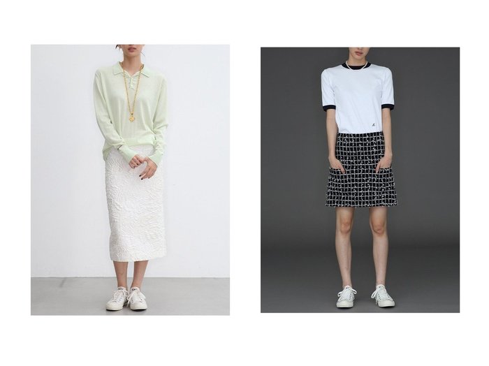 【MADISONBLUE/マディソンブルー】のLOW WAIST PATCH-P MINI SK TWEED ツイードミニスカート&WRIKLED RELAXED FIT POLO KNIT ポロニット おすすめ人気トレンドファッション通販アイテム 人気、トレンドファッション・服の通販 founy(ファニー) ファッション Fashion レディースファッション Fashion for Women トップス・カットソー Cut & Sew Tops ニット Knit Tops & Sweaters カジュアルプルオーバー・ニットトップス Pullovers & Knit Tops / Casual Pullovers スカート Skirts ミニスカート Mini Skirts ジャカード／ジャガード Jacquard, Woven Pattern フィット Fit, Slim Fit リラックス Relax, Relaxed Fit 新作・新入荷 New Arrivals / New In |ID:crp329100000223108