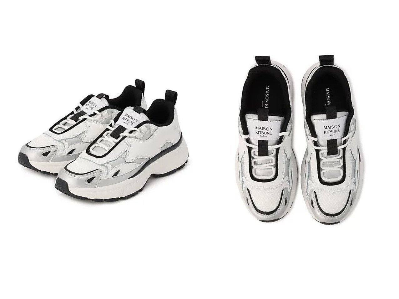 【MAISON KITSUNE/メゾン キツネ】のSORA RUNNERS おすすめ人気トレンドファッション通販アイテム インテリア・キッズ・メンズ・レディースファッション・服の通販 founy(ファニー) 　ファッション　Fashion　レディースファッション　Fashion for Women　2025年　2025　2025-2026秋冬・A/W　Autumn/Winter 2025–26 AW25–26　インソール　Shoe Insole　スニーカー　Sneakers, Trainers　ミックス　Mix, Mixed Style　モノトーン　Monotone, Black and White　人気　Popular, Best Seller　ホワイト系　White　ゴールド系　Gold　|ID:crp329100000223140