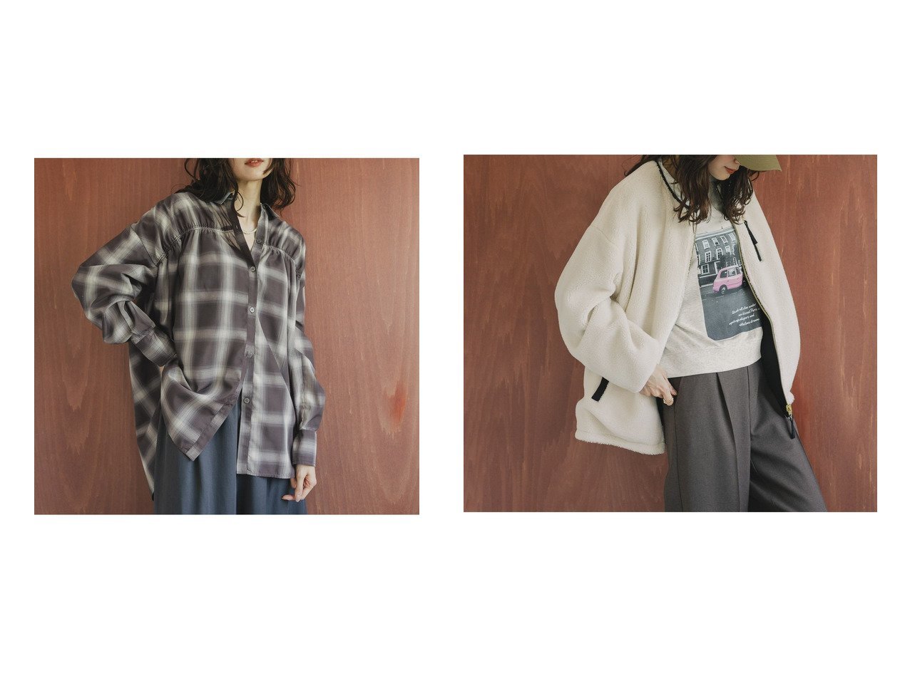【GLOBAL WORK/グローバルワーク】のリバーシブルボアブルゾン/497158&アソートシャーリングシャツ/579505 おすすめ！トレンド、レディースファッションの通販 おすすめ人気トレンドファッション通販アイテム インテリア・キッズ・メンズ・レディースファッション・服の通販 founy(ファニー) 　ファッション　Fashion　レディースファッション　Fashion for Women　トップス・カットソー　Cut & Sew Tops　シャツ・ブラウス・オフィスカジュアル　Elegant Blouses & Button-Ups　アウター　Coat / Outerwear Collection　ブルゾンジャケット・スポーティアウター　Blouson Jackets　シャーリング　Shirring, Ruched　ストレート　Straight, Straight Cut　チェック　Check, Plaid, Tartan　フレア　Flare, Flared　ベーシック　Basic, Essential　ボトム　Bottoms, Lower Wear　シューズ　Shoes, Footwear　スニーカー　Sneakers, Trainers　タフタ　Taffeta, Structured Fabric　デニム　Denim, Jeans Material　バレエ　Ballet, Ballet Style　リバーシブル　Reversible, Two-Sided　ワイド　Wide, Wide Fit　エレガント 上品　Elegant　ブラウン系　Brown　ブラック系　Black　レッド系　Red　イエロー系　Yellow　グレー系　Gray　ベージュ系　Beige　グリーン系　Green　|ID:crp329100000223157
