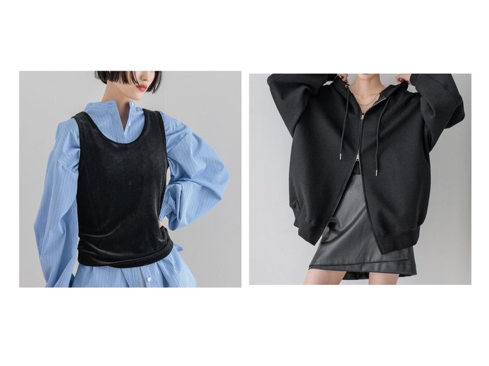 【LOWRYS FARM/ローリーズファーム】のベロアタンク&BIGZIPフーディ プチプライス おすすめ！トレンド、レディースファッションの通販 おすすめ人気トレンドファッション通販アイテム 人気、トレンドファッション・服の通販 founy(ファニー) ファッション Fashion レディースファッション Fashion for Women トップス・カットソー Cut & Sew Tops ベロアトップス Velour Tops / Velvet-Look Items おすすめ Recommended / Our Picks インナー Innerwear キャミワンピース Cami Dress, Slip Dress サロペット Overalls, Salopette タンク Tank Top, Sleeveless Top ベロア Velour, Soft Velvet タイトスカート Pencil Skirt, Tight Skirt トレンド Trend, Trending Now ボトム Bottoms, Lower Wear |ID:crp329100000223159