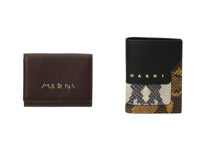 【MARNI/マルニ】のMARNI MENDING 三つ折り財布&TRUNK パイソン型押しコンビ二つ折り財布 おすすめ！トレンド、レディースファッションの通販 おすすめ人気トレンドファッション通販アイテム 人気、トレンドファッション・服の通販 founy(ファニー) 　ファッション　Fashion　レディースファッション　Fashion for Women　ミニ財布・二つ折り財布　Wallets & Card Cases　バッグ　Bags　おすすめ　Recommended / Our Picks　エレガント 上品　Elegant　ギフト プレゼント　Gift / Present　コンビ　Combo, Combination Style　パイソン　Python, Snakeskin Pattern　ボックス　Boxy, Box Shape　新作・新入荷　New Arrivals / New In　財布　Wallet, Purse　|ID:crp329100000223166