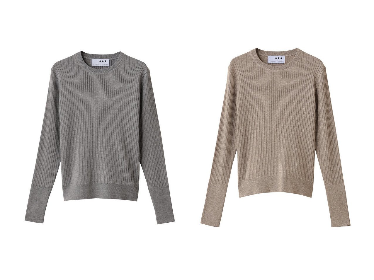 【three dots/スリー ドッツ】のリュクスセーター リブニットTEE&【ラメニット】リュクスセーター リブニットTEE おすすめ！トレンド、レディースファッションの通販 おすすめ人気トレンドファッション通販アイテム インテリア・キッズ・メンズ・レディースファッション・服の通販 founy(ファニー) 　ファッション　Fashion　レディースファッション　Fashion for Women　トップス・カットソー　Cut & Sew Tops　ニット　Knit Tops & Sweaters　カジュアルプルオーバー・ニットトップス　Pullovers & Knit Tops / Casual Pullovers　トレンド　Trend, Trending Now　バランス　Balance, Style Balance　リブニット　Rib Knit, Ribbed Knit　定番　Standard, Basic Item　新作・新入荷　New Arrivals / New In　秋　Autumn　キャミワンピース　Cami Dress, Slip Dress　シンプル　Simple, Minimal　ベーシック　Basic, Essential　ロング　Long, Long-Length　ブラック系　Black　グレー系　Gray　ベージュ系　Beige　|ID:crp329100000223170
