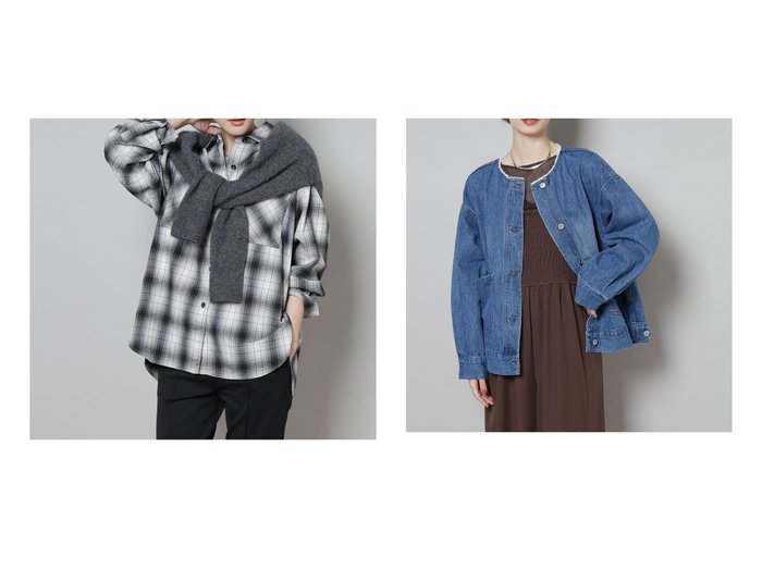 【nano universe/ナノ ユニバース】のオンブレチェックオーバーネルシャツ&ノーカラーデニムジャケット おすすめ！トレンド、レディースファッションの通販 おすすめ人気トレンドファッション通販アイテム 人気、トレンドファッション・服の通販 founy(ファニー) ファッション Fashion レディースファッション Fashion for Women トップス・カットソー Cut & Sew Tops シャツ・ブラウス・オフィスカジュアル Elegant Blouses & Button-Ups アウター Coat / Outerwear Collection レディースジャケット・軽アウター Jackets デニムジャケット / カジュアルアウター Denim Jackets ウォッシャブル Machine Washable ヴィンテージ Vintage Style カフス Cuff Design トレンド Trend, Trending Now バイアス Bias, Diagonal Cut バランス Balance, Style Balance パッチ Patch, Appliqué ポケット Pocket, Pocket Detail ミックス Mix, Mixed Style ループ Loop, Loop Knit ロング Long, Long-Length A/W・秋冬 Autumn/Winter 2025年 2025 2025-2026秋冬・A/W Autumn/Winter 2025–26 AW25–26 |ID:crp329100000223197