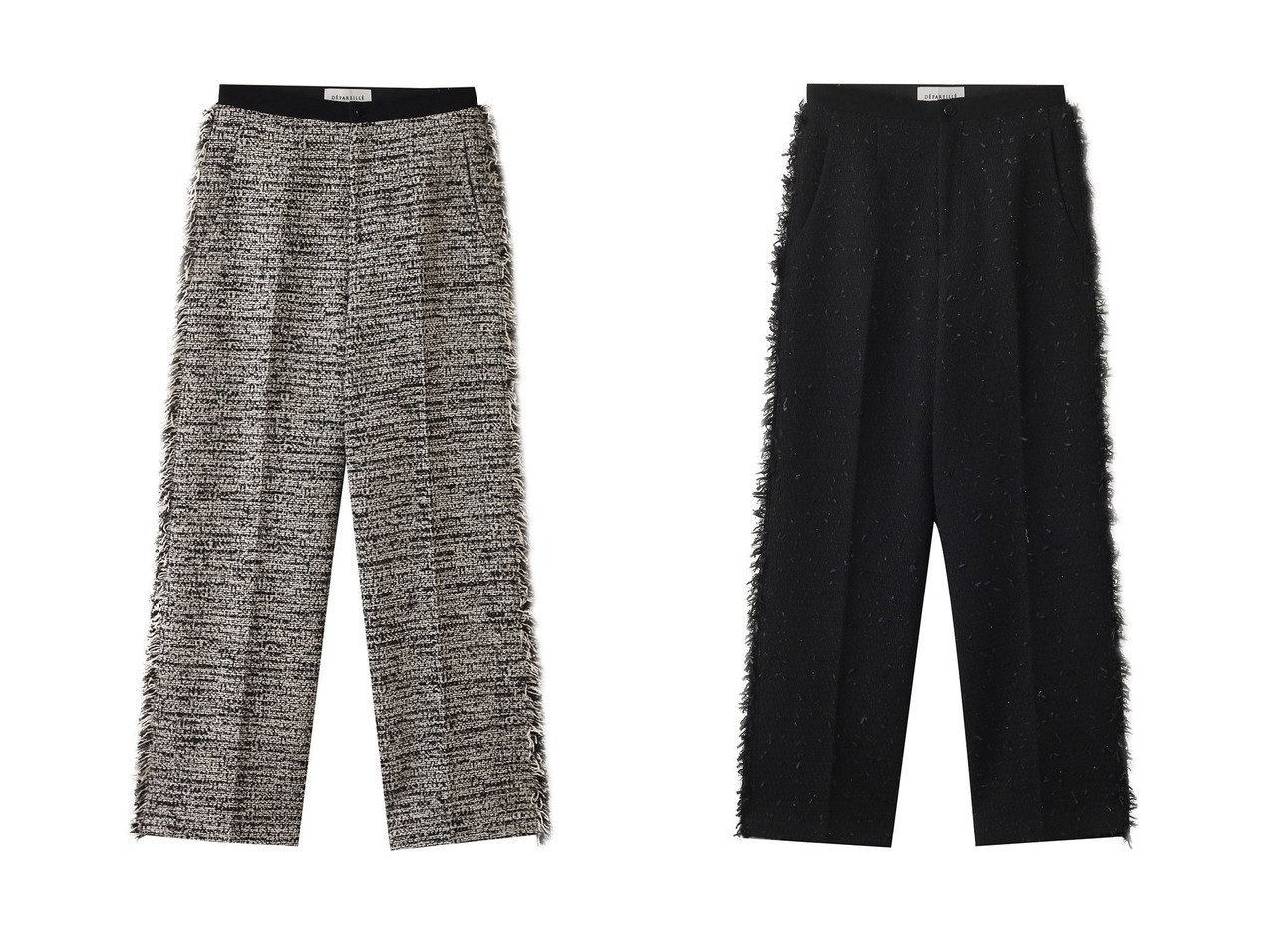 【DEPAREILLE/デパリエ】のテープヤーンツイードパンツ&ファンシーツイードパンツ おすすめ！トレンド、レディースファッションの通販 おすすめ人気トレンドファッション通販アイテム インテリア・キッズ・メンズ・レディースファッション・服の通販 founy(ファニー) 　ファッション　Fashion　レディースファッション　Fashion for Women　パンツ　Pants & Trousers　エレガント 上品　Elegant　シンプル　Simple, Minimal　ストレート　Straight, Straight Cut　ツイード　Twill, Twill Weave　センター　Center, Center Line　ボトム　Bottoms, Lower Wear　無地　Plain, Solid Color　ブラック系　Black　|ID:crp329100000223200