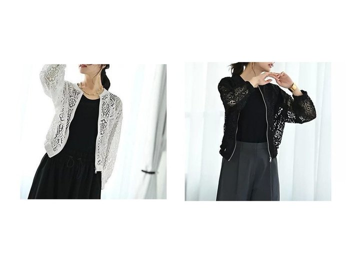 【STYLE DELI/スタイルデリ】の【BLK001】総レースジップブルゾン おすすめ！トレンド、レディースファッションの通販 おすすめ人気トレンドファッション通販アイテム 人気、トレンドファッション・服の通販 founy(ファニー) ファッション Fashion レディースファッション Fashion for Women アウター Coat / Outerwear Collection ブルゾンジャケット・スポーティアウター Blouson Jackets 春 Spring 秋 Autumn シンプル Simple, Minimal ジップアップ Zip-Up, Full Zip スリット Slit, Slit Detail 定番 Standard, Basic Item フォルム Silhouette, Form 防寒 Cold Protection, Winter-Ready ラウンド Round, Round Neck レース Lace, Lace Fabric 冬 Winter / This Winter おすすめ Recommended / Our Picks 旅行 Travel エレガント 上品 Elegant |ID:crp329100000223203