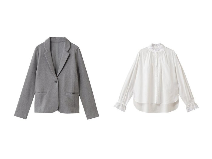 【three dots/スリー ドッツ】のストレッチポンチ ジャケット&レースシャツ おすすめ人気トレンドファッション通販アイテム 人気、トレンドファッション・服の通販 founy(ファニー) ファッション Fashion レディースファッション Fashion for Women アウター Coat / Outerwear Collection レディースジャケット・軽アウター Jackets トップス・カットソー Cut & Sew Tops シャツ・ブラウス・オフィスカジュアル Elegant Blouses & Button-Ups ジャケット Jacket, Outerwear ストレッチ Stretch, Stretchy Fabric ワーク Workwear, Utility Style エレガント 上品 Elegant 新作・新入荷 New Arrivals / New In |ID:crp329100000223231