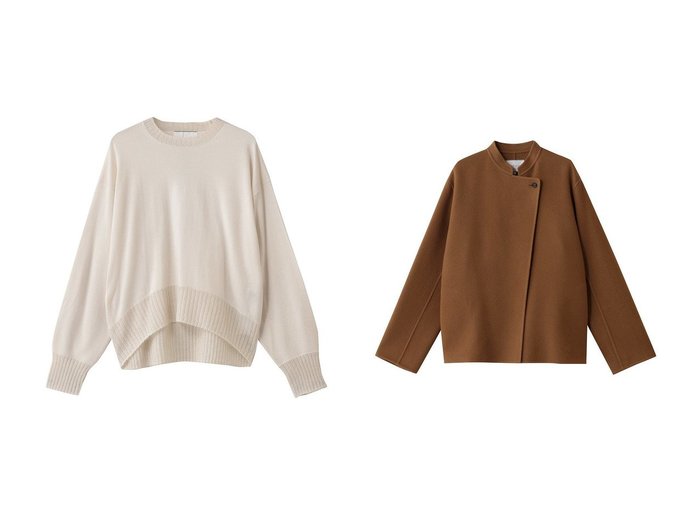 【BEIGE,/ベイジ,】のLA MONNAIE(ラ モネ)/モヘヤMIXクルーネックニット&LEMOORE(レモー)/ウールリバースタンドカラーショートコート おすすめ！トレンド、レディースファッションの通販 おすすめ人気トレンドファッション通販アイテム 人気、トレンドファッション・服の通販 founy(ファニー) ファッション Fashion レディースファッション Fashion for Women トップス・カットソー Cut & Sew Tops ニット Knit Tops & Sweaters カジュアルプルオーバー・ニットトップス Pullovers & Knit Tops / Casual Pullovers アウター Coat / Outerwear Collection コート・ロングコート・ピーコート Long Coats, Peacoats & More シアー Sheer, See-Through フロント Front, Front Design ミックス Mix, Mixed Style 人気 Popular, Best Seller 定番 Standard, Basic Item 新作・新入荷 New Arrivals / New In |ID:crp329100000223249