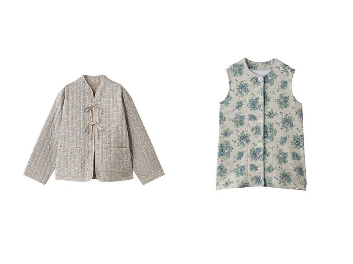 【KID BLUE/キッドブルー】のLIBERTYキルトトップス&裏シャギーオータムローズベスト 【ルームウェア】おすすめ！トレンド、レディースファッションの通販 おすすめ人気トレンドファッション通販アイテム インテリア・キッズ・メンズ・レディースファッション・服の通販 founy(ファニー) https://founy.com/ ファッション Fashion レディースファッション Fashion for Women アウター Coat / Outerwear Collection レディースジャケット・軽アウター Jackets キルティング Quilted, Quilting キルト Quilt, Quilted Fabric ストライプ Stripe, Striped Pattern パイピング Piping, Trim Design パジャマ Pajamas, Sleepwear フロント Front, Front Design リボン Ribbon, Bow 新作・新入荷 New Arrivals / New In |ID:crp329100000223301