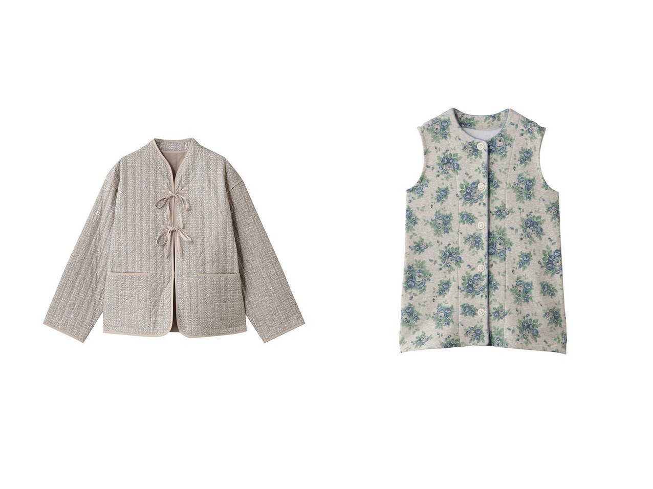 【KID BLUE/キッドブルー】のLIBERTYキルトトップス&裏シャギーオータムローズベスト 【ルームウェア】おすすめ！トレンド、レディースファッションの通販 おすすめ人気トレンドファッション通販アイテム インテリア・キッズ・メンズ・レディースファッション・服の通販 founy(ファニー) 　ファッション　Fashion　レディースファッション　Fashion for Women　アウター　Coat / Outerwear Collection　レディースジャケット・軽アウター　Jackets　キルティング　Quilted, Quilting　キルト　Quilt, Quilted Fabric　ストライプ　Stripe, Striped Pattern　パイピング　Piping, Trim Design　パジャマ　Pajamas, Sleepwear　フロント　Front, Front Design　リボン　Ribbon, Bow　新作・新入荷　New Arrivals / New In　イエロー系　Yellow　ブルー系　Blue　|ID:crp329100000223301