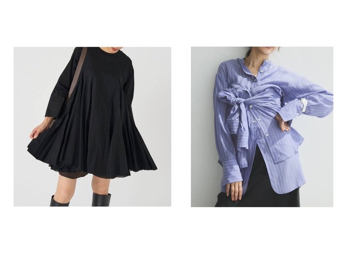 【IENA/イエナ】のアユーシ 別注 ロングスリーブラッフルドレス&リヨセルストライプバンドカラーシャツ おすすめ！トレンド、レディースファッションの通販 おすすめ人気トレンドファッション通販アイテム 人気、トレンドファッション・服の通販 founy(ファニー) ファッション Fashion レディースファッション Fashion for Women ワンピース Dresses フォーマル・パーティードレス・結婚式用ドレス Elegant & Casual Dresses トップス・カットソー Cut & Sew Tops シャツ・ブラウス・オフィスカジュアル Elegant Blouses & Button-Ups インド Indian Textile カーディガン Cardigan, Knitwear クロップド Cropped, Short Length タイツ Tights, Legwear チュニック Tunic, Long Top 人気 Popular, Best Seller バランス Balance, Style Balance フレア Flare, Flared フロント Front, Front Design ボトム Bottoms, Lower Wear 別注 Limited Edition, Custom Order ミニスカート Mini Skirt, Short Skirt レース Lace, Lace Fabric ワーク Workwear, Utility Style A/W・秋冬 Autumn/Winter おすすめ Recommended / Our Picks 2025年 2025 2025-2026秋冬・A/W Autumn/Winter 2025–26 AW25–26 ストライプ Stripe, Striped Pattern |ID:crp329100000223305