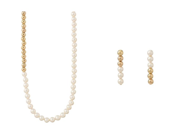 【1er Arrondissement/プルミエ アロンディスモン】の【Bijou R.I】メタリック×パールピアス(両耳)&【Bijou R.I】メタリック×パールネックレス おすすめ！トレンド、レディースファッションの通販 おすすめ人気トレンドファッション通販アイテム 人気、トレンドファッション・服の通販 founy(ファニー) 　ファッション　Fashion　レディースファッション　Fashion for Women　ジュエリー　Jewelry　ネックレス　Necklaces & Pendants　ファッションリング　Fashion Rings　イヤリング・フープ・ドロップタイプ　Hoop, Drop & Clip Earrings　オケージョン　Occasion Wear　ネックレス　Necklace, Pendant Necklace　パーティ　Party, Party Style　パール　Pearl, Pearl Accent　メタリック　Metallic, Shiny Finish　モチーフ　Motif, Design Theme　リュクス　Luxury, Elegant, High-End, Chic　新作・新入荷　New Arrivals / New In　|ID:crp329100000223315