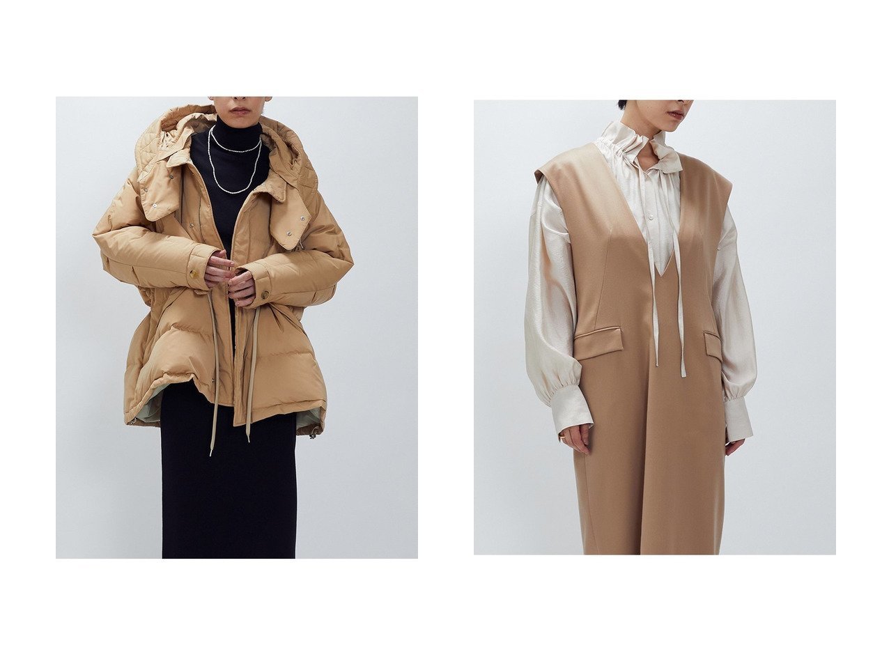 【1er Arrondissement/プルミエ アロンディスモン】のニュアンスブラウス&【VACHEMENT×1er Arrondissement】ハイカウントタフタダウン おすすめ！トレンド、レディースファッションの通販 おすすめ人気トレンドファッション通販アイテム インテリア・キッズ・メンズ・レディースファッション・服の通販 founy(ファニー) 　ファッション　Fashion　レディースファッション　Fashion for Women　アウター　Coat / Outerwear Collection　コート・ロングコート・ピーコート　Long Coats, Peacoats & More　トップス・カットソー　Cut & Sew Tops　シャツ・ブラウス・オフィスカジュアル　Elegant Blouses & Button-Ups　ジャケット　Jacket, Outerwear　ダウン　Down, Puffer　ドローコード　Drawcord, Drawstring Cord　定番　Standard, Basic Item　別注　Limited Edition, Custom Order　新作・新入荷　New Arrivals / New In　エアリー　Airy Texture　ギャザー　Gathered, Ruffled　スリーブ　Sleeve, Long Sleeve / Short Sleeve　リラックス　Relax, Relaxed Fit　ロング　Long, Long-Length　ワッシャー　Washer, Crinkled Finish　エレガント 上品　Elegant　再入荷　Restock / Back in Stock　ベージュ系　Beige　ブルー系　Blue　ブラック系　Black　|ID:crp329100000223363