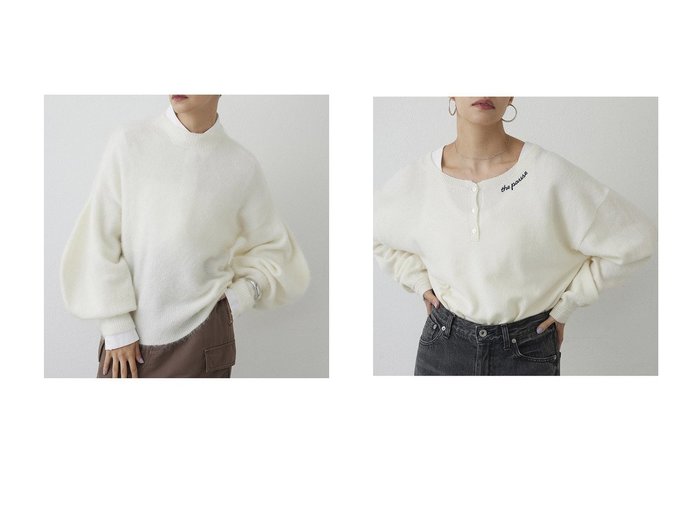 【Whim Gazette/ウィムガゼット】の【THE PAUSE】ヘンリーネック刺繍プルオーバー&【THE PAUSE】バレルスリーブニット おすすめ！トレンド、レディースファッションの通販 おすすめ人気トレンドファッション通販アイテム 人気、トレンドファッション・服の通販 founy(ファニー) 　ファッション　Fashion　レディースファッション　Fashion for Women　トップス・カットソー　Cut & Sew Tops　ニット　Knit Tops & Sweaters　カジュアルプルオーバー・ニットトップス　Pullovers & Knit Tops / Casual Pullovers　おすすめ　Recommended / Our Picks　イエロー　Yellow　エアリー　Airy Texture　スリーブ　Sleeve, Long Sleeve / Short Sleeve　トレンド　Trend, Trending Now　モックネック　Mock Neck, Short Turtleneck　エレガント 上品　Elegant　新作・新入荷　New Arrivals / New In　|ID:crp329100000223369