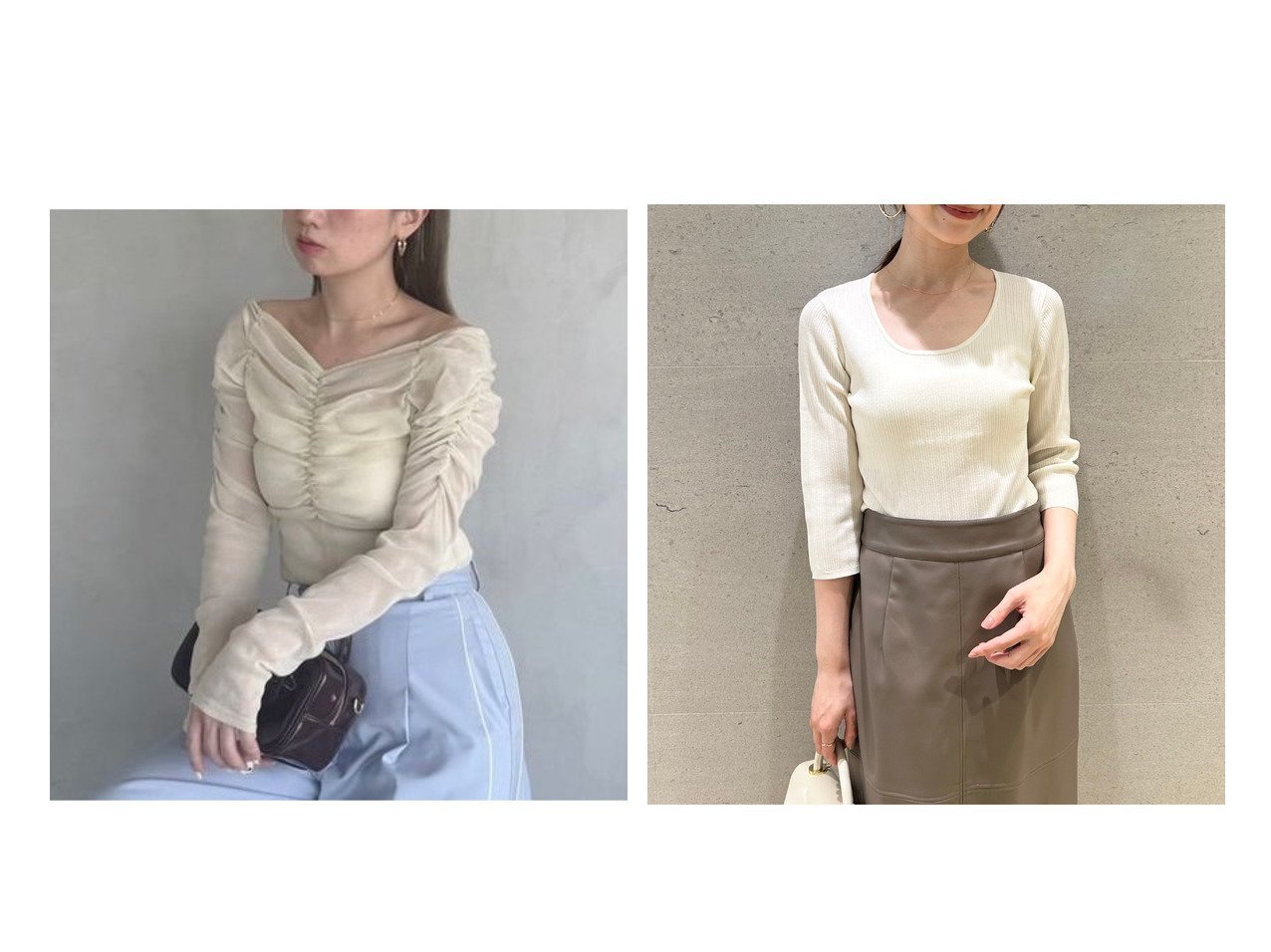 【SNIDEL/スナイデル】のギャザーオフショルチュールトップス&Uネックシンプルリブニットプルオーバー おすすめ！トレンド、レディースファッションの通販 おすすめ人気トレンドファッション通販アイテム インテリア・キッズ・メンズ・レディースファッション・服の通販 founy(ファニー) 　ファッション　Fashion　レディースファッション　Fashion for Women　トップス・カットソー　Cut & Sew Tops　ニット　Knit Tops & Sweaters　カジュアルプルオーバー・ニットトップス　Pullovers & Knit Tops / Casual Pullovers　シルバー　Silver, Metallic Silver　ジャケット　Jacket, Outerwear　ストレート　Straight, Straight Cut　スマート　Smart, Elegant　フィット　Fit, Slim Fit　フォルム　Silhouette, Form　ベーシック　Basic, Essential　リュクス　Luxury, Elegant, High-End, Chic　おすすめ　Recommended / Our Picks　|ID:crp329100000223387