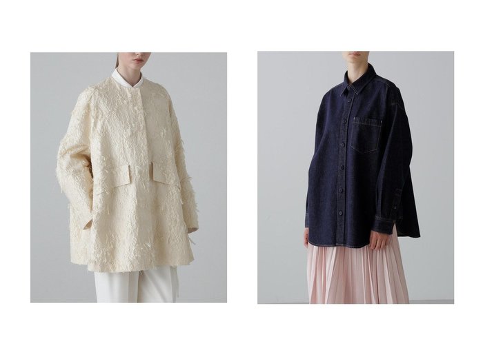 【ADORE/アドーア】のコットンカットジャガードジャケット&デニムボタンシャツ(ADORE別注カラー) おすすめ！トレンド、レディースファッションの通販 おすすめ人気トレンドファッション通販アイテム 人気、トレンドファッション・服の通販 founy(ファニー) ファッション Fashion レディースファッション Fashion for Women トップス・カットソー Cut & Sew Tops シャツ・ブラウス・オフィスカジュアル Elegant Blouses & Button-Ups アウター Coat / Outerwear Collection レディースジャケット・軽アウター Jackets シンプル Simple, Minimal スタンダード Standard, Basic スリーブ Sleeve, Long Sleeve / Short Sleeve デニム Denim, Jeans Material ハンド Hand, Handmade ビンテージ Vintage, Retro Style フォルム Silhouette, Form ベーシック Basic, Essential モダン Modern, Contemporary リラックス Relax, Relaxed Fit ロング Long, Long-Length 別注 Limited Edition, Custom Order ジャケット Jacket, Outerwear スリット Slit, Slit Detail エレガント 上品 Elegant 無地 Plain, Solid Color |ID:crp329100000223395
