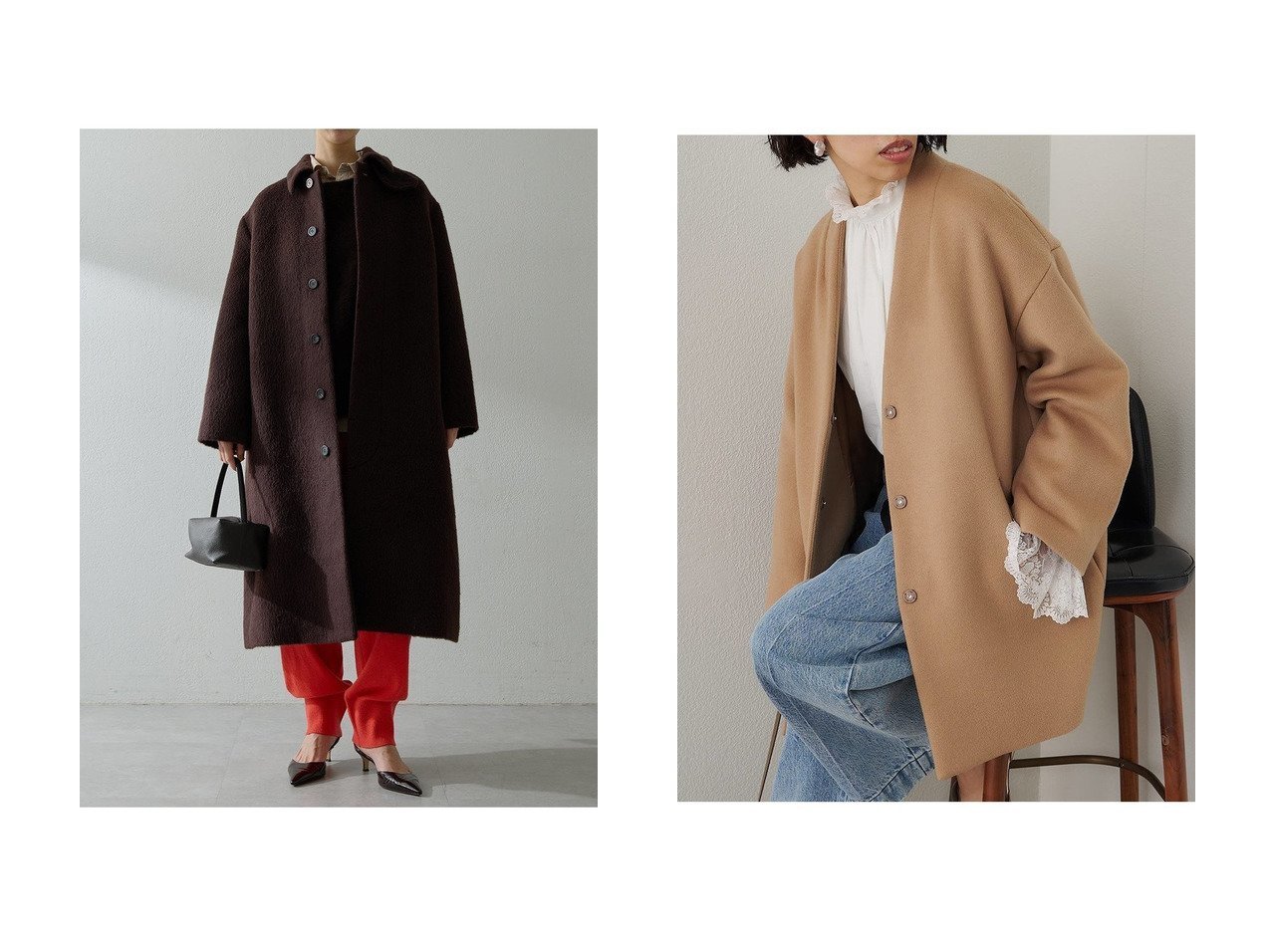 【Whim Gazette/ウィムガゼット】のダブルビーバーミドルコート&アルパカシャギーコート おすすめ！トレンド、レディースファッションの通販 おすすめ人気トレンドファッション通販アイテム インテリア・キッズ・メンズ・レディースファッション・服の通販 founy(ファニー) 　ファッション　Fashion　レディースファッション　Fashion for Women　アウター　Coat / Outerwear Collection　コート・ロングコート・ピーコート　Long Coats, Peacoats & More　カーディガン　Cardigan, Knitwear　ショルダー　Shoulder, Shoulder Strap　シンプル　Simple, Minimal　ジャケット　Jacket, Outerwear　スタンダード　Standard, Basic　トレンド　Trend, Trending Now　ドロップ　Drop Shoulder, Dropped Style　フロント　Front, Front Design　ベーシック　Basic, Essential　ミドル　Middle Length, Mid Height　リラックス　Relax, Relaxed Fit　ロング　Long, Long-Length　エレガント 上品　Elegant　定番　Standard, Basic Item　新作・新入荷　New Arrivals / New In　ブラック系　Black　ブラウン系　Brown　|ID:crp329100000223414