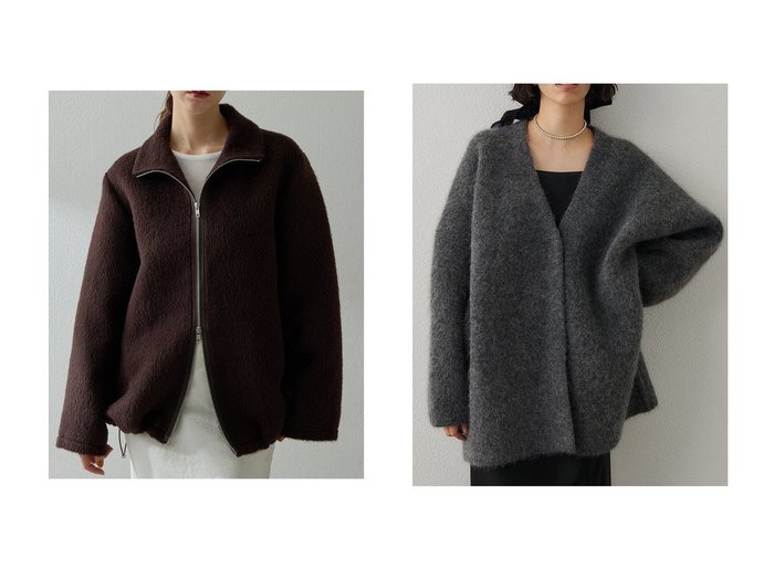【Whim Gazette/ウィムガゼット】のアルパカシャギーブルゾン&セッケツニットジャケット おすすめ！トレンド、レディースファッションの通販 おすすめ人気トレンドファッション通販アイテム 人気、トレンドファッション・服の通販 founy(ファニー) 　ファッション　Fashion　レディースファッション　Fashion for Women　アウター　Coat / Outerwear Collection　レディースジャケット・軽アウター　Jackets　ブルゾンジャケット・スポーティアウター　Blouson Jackets　インナー　Innerwear　カーディガン　Cardigan, Knitwear　ジャケット　Jacket, Outerwear　バランス　Balance, Style Balance　ミドル　Middle Length, Mid Height　エレガント 上品　Elegant　新作・新入荷　New Arrivals / New In　|ID:crp329100000223415