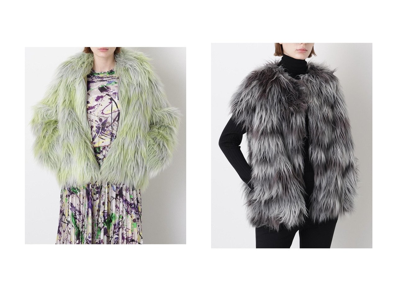【hueLe Museum/ヒューエルミュージアム】の【STUMBLY】Gradation Dyed Fur Touch Jacket&【STUMBLY】Gradation Dyed Fur Touch Gilet おすすめ！トレンド、レディースファッションの通販 おすすめ人気トレンドファッション通販アイテム インテリア・キッズ・メンズ・レディースファッション・服の通販 founy(ファニー) 　ファッション　Fashion　レディースファッション　Fashion for Women　アウター　Coat / Outerwear Collection　レディースジャケット・軽アウター　Jackets　シンプル　Simple, Minimal　ジャカード／ジャガード　Jacquard, Woven Pattern　ジャケット　Jacket, Outerwear　フロント　Front, Front Design　ミックス　Mix, Mixed Style　リアル　Real, Realistic　エレガント 上品　Elegant　新作・新入荷　New Arrivals / New In　グリーン系　Green　グレー系　Gray　|ID:crp329100000223420