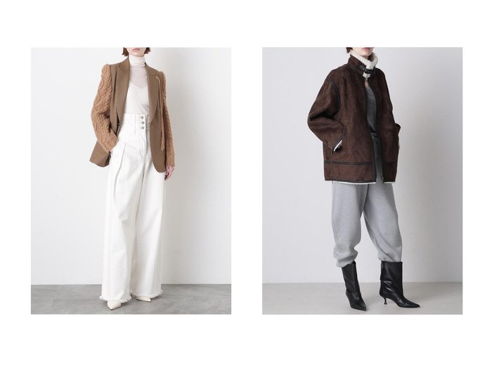 【hueLe Museum/ヒューエルミュージアム】の【hLM】フェイクムートンジャケット&【STUMBLY】Cable Knit Sleeve Jacket おすすめ！トレンド、レディースファッションの通販 おすすめ人気トレンドファッション通販アイテム 人気、トレンドファッション・服の通販 founy(ファニー) ファッション Fashion レディースファッション Fashion for Women アウター Coat / Outerwear Collection レディースジャケット・軽アウター Jackets ジャケット Jacket, Outerwear フェイクファー Faux Fur, Imitation Fur フランス France, French ボンディング Bonding, Bonded Fabric ラグジュアリー Luxury, Elegant リアル Real, Realistic クラシック Classic, Timeless Style ドッキング Docking, Mixed Material 新作・新入荷 New Arrivals / New In |ID:crp329100000223421