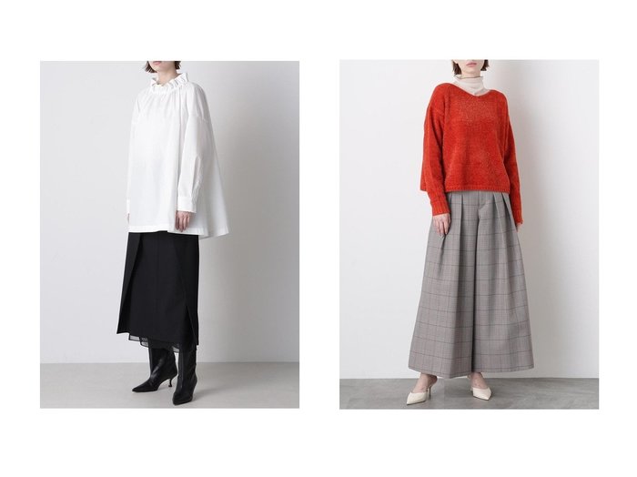 【hueLe Museum/ヒューエルミュージアム】の【hLM】タイプライターギャザーブラウス&【STUMBLY】Glitter Yarn Pullover おすすめ！トレンド、レディースファッションの通販 おすすめ人気トレンドファッション通販アイテム 人気、トレンドファッション・服の通販 founy(ファニー) ファッション Fashion レディースファッション Fashion for Women トップス・カットソー Cut & Sew Tops ニット Knit Tops & Sweaters カジュアルプルオーバー・ニットトップス Pullovers & Knit Tops / Casual Pullovers シャツ・ブラウス・オフィスカジュアル Elegant Blouses & Button-Ups おすすめ Recommended / Our Picks インナー Innerwear クラシック Classic, Timeless Style バランス Balance, Style Balance ボトム Bottoms, Lower Wear ギャザー Gathered, Ruffled シンプル Simple, Minimal スタンド Stand Collar, Upright Stand スリット Slit, Slit Detail スリーブ Sleeve, Long Sleeve / Short Sleeve ドローストリング Drawstring, Pull Cord ロング Long, Long-Length エレガント 上品 Elegant |ID:crp329100000223430