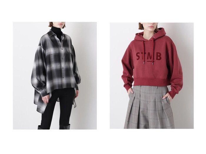 【hueLe Museum/ヒューエルミュージアム】の【STUMBLY】Printed Hoody&【STUMBLY】Ombre Check Blouse おすすめ！トレンド、レディースファッションの通販 おすすめ人気トレンドファッション通販アイテム 人気、トレンドファッション・服の通販 founy(ファニー) ファッション Fashion レディースファッション Fashion for Women トップス・カットソー Cut & Sew Tops シャツ・ブラウス・オフィスカジュアル Elegant Blouses & Button-Ups レディースパーカー・カジュアルフーディー Casual Hoodies & Sweatshirts ロングTシャツ・Tシャツ Longline T-Shirts & Tees スウェット・クルーネックトップス Sweatshirts & Crewnecks / Relaxed Fit Sweat Tops カットソー・ベーシックTシャツ Cut-and-Sewn Tops / Stretch Tees & Basics クラシック Classic, Timeless Style クロップド Cropped, Short Length モダン Modern, Contemporary ヴィンテージ Vintage Style クール Cool, Chic シアー Sheer, See-Through スリーブ Sleeve, Long Sleeve / Short Sleeve ドレープ Drape, Draping Fabric フロント Front, Front Design ロング Long, Long-Length エレガント 上品 Elegant 新作・新入荷 New Arrivals / New In |ID:crp329100000223431