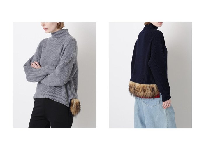 【hueLe Museum/ヒューエルミュージアム】の【STUMBLY】Fur Trim Combi Pullover おすすめ！トレンド、レディースファッションの通販 おすすめ人気トレンドファッション通販アイテム 人気、トレンドファッション・服の通販 founy(ファニー) ファッション Fashion レディースファッション Fashion for Women トップス・カットソー Cut & Sew Tops ニット Knit Tops & Sweaters カジュアルプルオーバー・ニットトップス Pullovers & Knit Tops / Casual Pullovers シンプル Simple, Minimal ハイネック High Neck, Mock Neck 切替 Switching, Contrast Panel 畦 Ribbed Knit A/W・秋冬 Autumn/Winter |ID:crp329100000223434