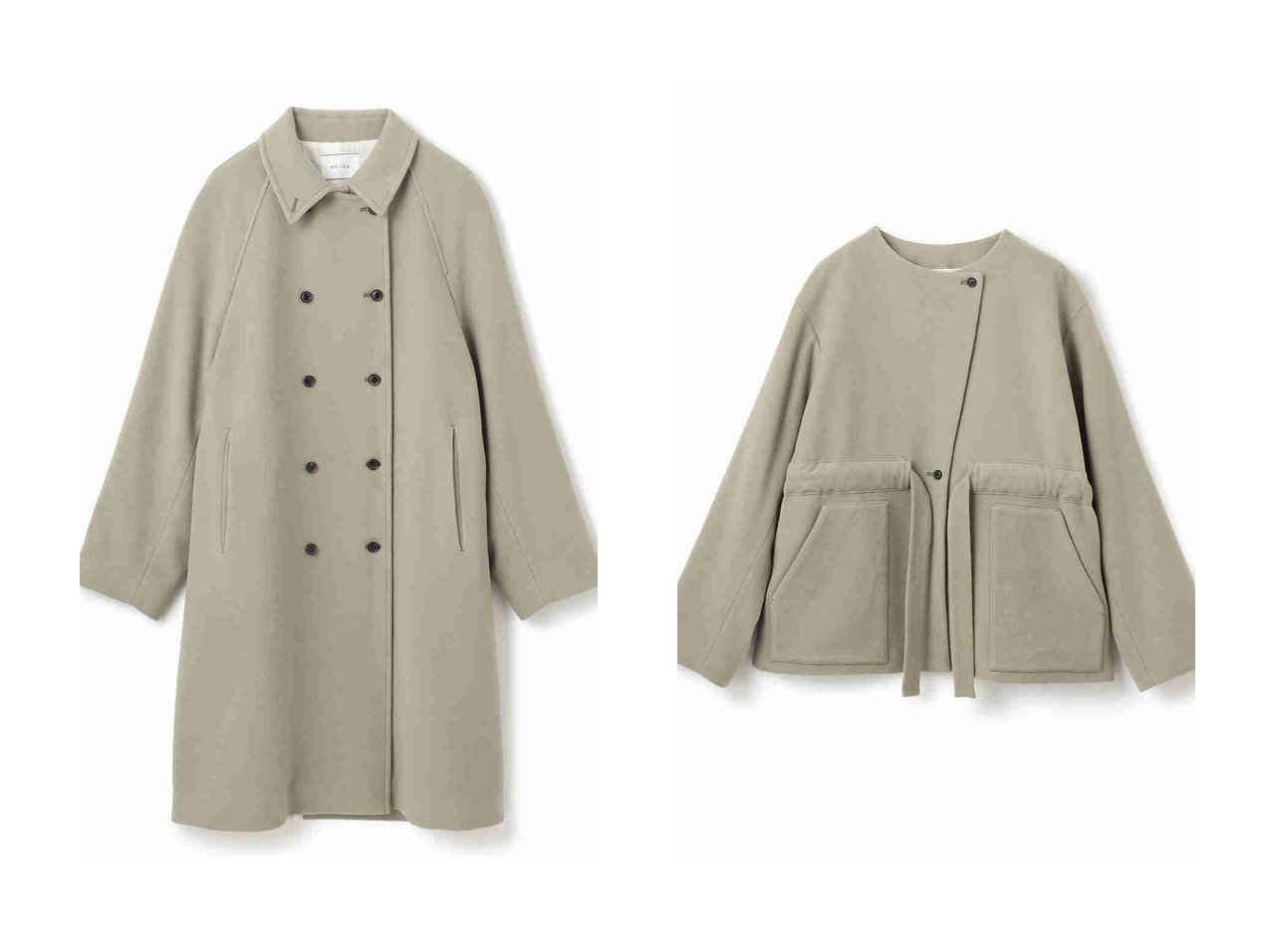 【BEIGE,/ベイジ,】のウール混ラグランステンカラーコート&ウール混2WAYショートコート おすすめ！トレンド、レディースファッションの通販 おすすめ人気トレンドファッション通販アイテム インテリア・キッズ・メンズ・レディースファッション・服の通販 founy(ファニー) 　ファッション　Fashion　レディースファッション　Fashion for Women　アウター　Coat / Outerwear Collection　コート・ロングコート・ピーコート　Long Coats, Peacoats & More　ジャケット　Jacket, Outerwear　ストレート　Straight, Straight Cut　スリーブ　Sleeve, Long Sleeve / Short Sleeve　ダウン　Down, Puffer　ダブル　Double, Double-Breasted　ロング　Long, Long-Length　グリーン系　Green　ブルー系　Blue　|ID:crp329100000223446