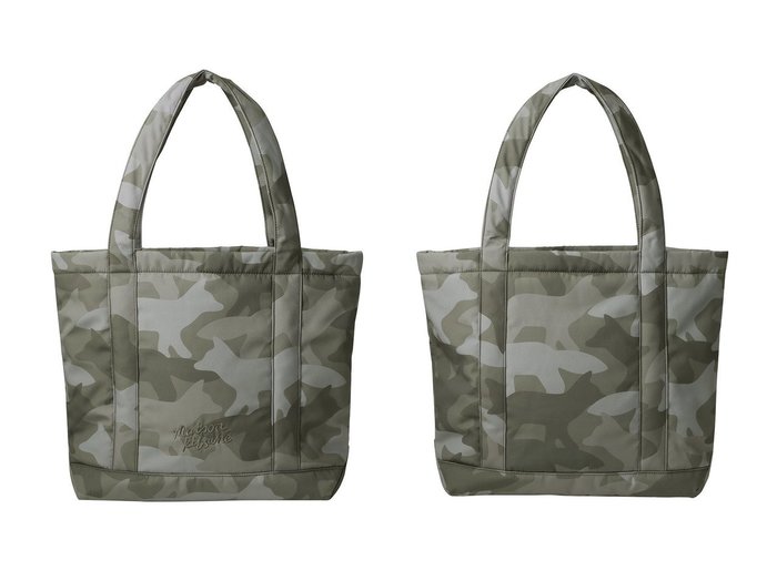 【MAISON KITSUNE/メゾン キツネ】の【UNISEX】CAMO FOX ラージ トートバッグ おすすめ！トレンド、レディースファッションの通販 おすすめ人気トレンドファッション通販アイテム 人気、トレンドファッション・服の通販 founy(ファニー) ファッション Fashion レディースファッション Fashion for Women バッグ Bags ユニセックス Unisex, Genderless クッション Cushion, Throw Pillow スクエア Square, Square Shape スタイリッシュ Stylish, Fashionable フォックス Fox, Fox Fur フォルム Silhouette, Form モチーフ Motif, Design Theme 新作・新入荷 New Arrivals / New In |ID:crp329100000223484