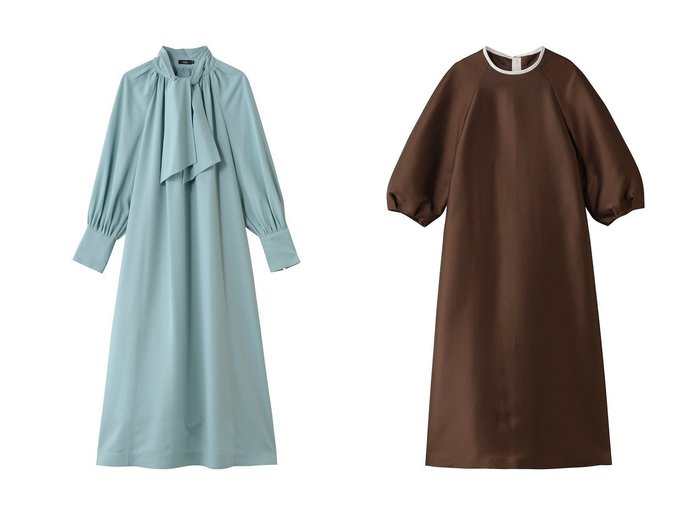 【M Fil/エムフィル】のウールビエラ ショートボウタイロングワンピース&シルキーWクロス バイカラーロングワンピース おすすめ！トレンド、レディースファッションの通販 おすすめ人気トレンドファッション通販アイテム 人気、トレンドファッション・服の通販 founy(ファニー) ファッション Fashion レディースファッション Fashion for Women ワンピース Dresses チュニック Tunic Tops & Dresses エレガント 上品 Elegant チュニック Tunic, Long Top バランス Balance, Style Balance リボン Ribbon, Bow ロング Long, Long-Length 人気 Popular, Best Seller 新作・新入荷 New Arrivals / New In |ID:crp329100000223494