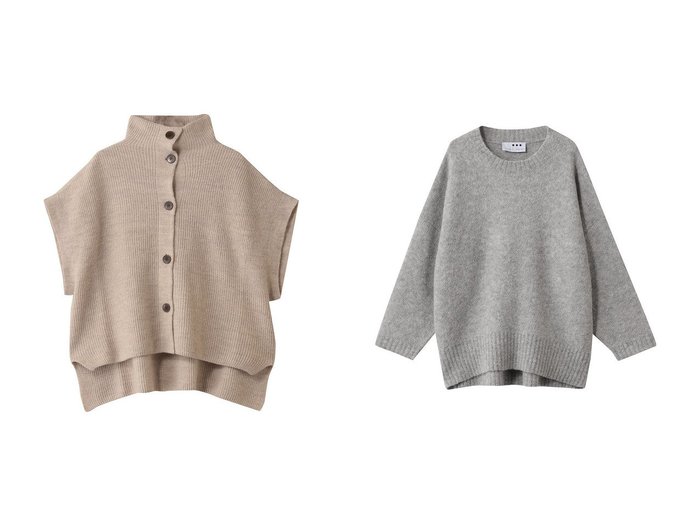 【three dots/スリー ドッツ】のウールカシミヤ ボタンベスト&ミニブークレービッグトップ おすすめ！トレンド、レディースファッションの通販 おすすめ人気トレンドファッション通販アイテム 人気、トレンドファッション・服の通販 founy(ファニー) 　ファッション　Fashion　レディースファッション　Fashion for Women　トップス・カットソー　Cut & Sew Tops　ニット　Knit Tops & Sweaters　カジュアルプルオーバー・ニットトップス　Pullovers & Knit Tops / Casual Pullovers　ベスト&ジレ / 重ね着スタイル　Vests & Gilets　おすすめ　Recommended / Our Picks　サテン　Satin, Glossy Fabric　シンプル　Simple, Minimal　タイトスカート　Pencil Skirt, Tight Skirt　モコモコ　Fuzzy, Fluffy　新作・新入荷　New Arrivals / New In　A/W・秋冬　Autumn/Winter　セットアップ　Set-Up, Coordinated Outfit　ベスト　Vest, Waistcoat　秋　Autumn　|ID:crp329100000223497