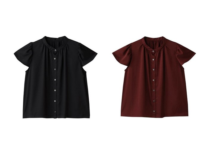 【three dots/スリー ドッツ】のシルキーツイル トップス おすすめ！トレンド、レディースファッションの通販 おすすめ人気トレンドファッション通販アイテム 人気、トレンドファッション・服の通販 founy(ファニー) 　ファッション　Fashion　レディースファッション　Fashion for Women　トップス・カットソー　Cut & Sew Tops　シャツ・ブラウス・オフィスカジュアル　Elegant Blouses & Button-Ups　ロングTシャツ・Tシャツ　Longline T-Shirts & Tees　カットソー・ベーシックTシャツ　Cut-and-Sewn Tops / Stretch Tees & Basics　おすすめ　Recommended / Our Picks　ギャザー　Gathered, Ruffled　ショート　Short, Short Length　シルク　Silk, 100% Silk　スリーブ　Sleeve, Long Sleeve / Short Sleeve　セットアップ　Set-Up, Coordinated Outfit　フレア　Flare, Flared　新作・新入荷　New Arrivals / New In　|ID:crp329100000223499
