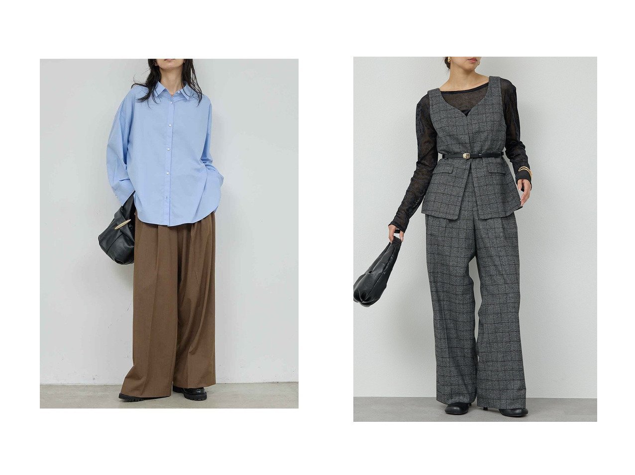 【GALLARDAGALANTE/ガリャルダガランテ】のタックワイドストレートパンツ&【SACHIKOコラボ】2タックワイドパンツ おすすめ！トレンド、レディースファッションの通販 おすすめ人気トレンドファッション通販アイテム インテリア・キッズ・メンズ・レディースファッション・服の通販 founy(ファニー) 　ファッション　Fashion　レディースファッション　Fashion for Women　パンツ　Pants & Trousers　コラボ　Collaboration, Collab　ダブル　Double, Double-Breasted　マニッシュ　Mannish, Boyish　ワイド　Wide, Wide Fit　新作・新入荷　New Arrivals / New In　グレー系　Gray　ブラウン系　Brown　|ID:crp329100000223511
