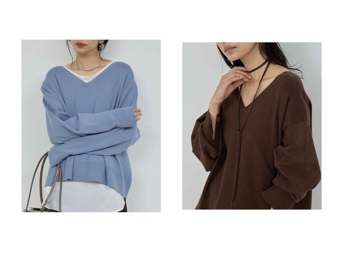 【GALLARDAGALANTE/ガリャルダガランテ】の【CHIKAコラボ】タイ付き総針Vネックニット おすすめ！トレンド、レディースファッションの通販 おすすめ人気トレンドファッション通販アイテム 人気、トレンドファッション・服の通販 founy(ファニー) ファッション Fashion レディースファッション Fashion for Women トップス・カットソー Cut & Sew Tops ニット Knit Tops & Sweaters カジュアルプルオーバー・ニットトップス Pullovers & Knit Tops / Casual Pullovers Vネックトップス V-Neck Tops / V-Cut Neckline Shirts コラボ Collaboration, Collab シンプル Simple, Minimal スリット Slit, Slit Detail トレンド Trend, Trending Now ボトム Bottoms, Lower Wear 新作・新入荷 New Arrivals / New In |ID:crp329100000223512
